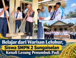 Belajar dari Warisan Leluhur, Siswa SMPN 2 Sungaiselan Kenali Lesung Penumbuk Padi